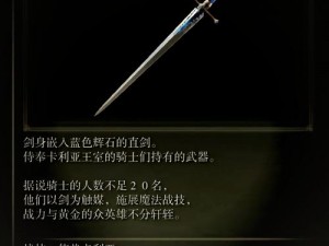 艾尔登法环武器排行榜：探寻排名居首的第104神秘武器实力解读