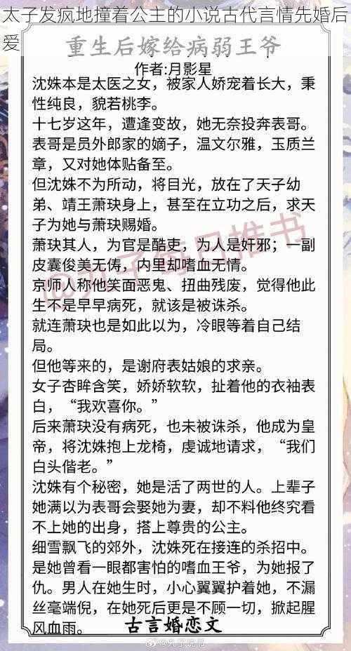 太子发疯地撞着公主的小说古代言情先婚后爱