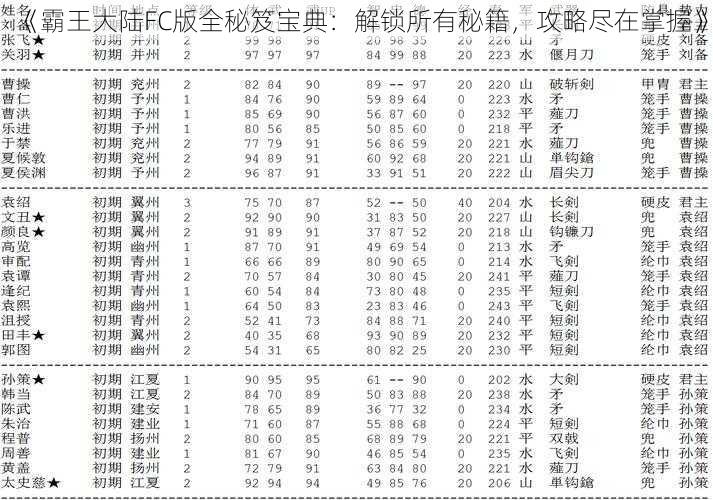 《霸王大陆FC版全秘笈宝典：解锁所有秘籍，攻略尽在掌握》