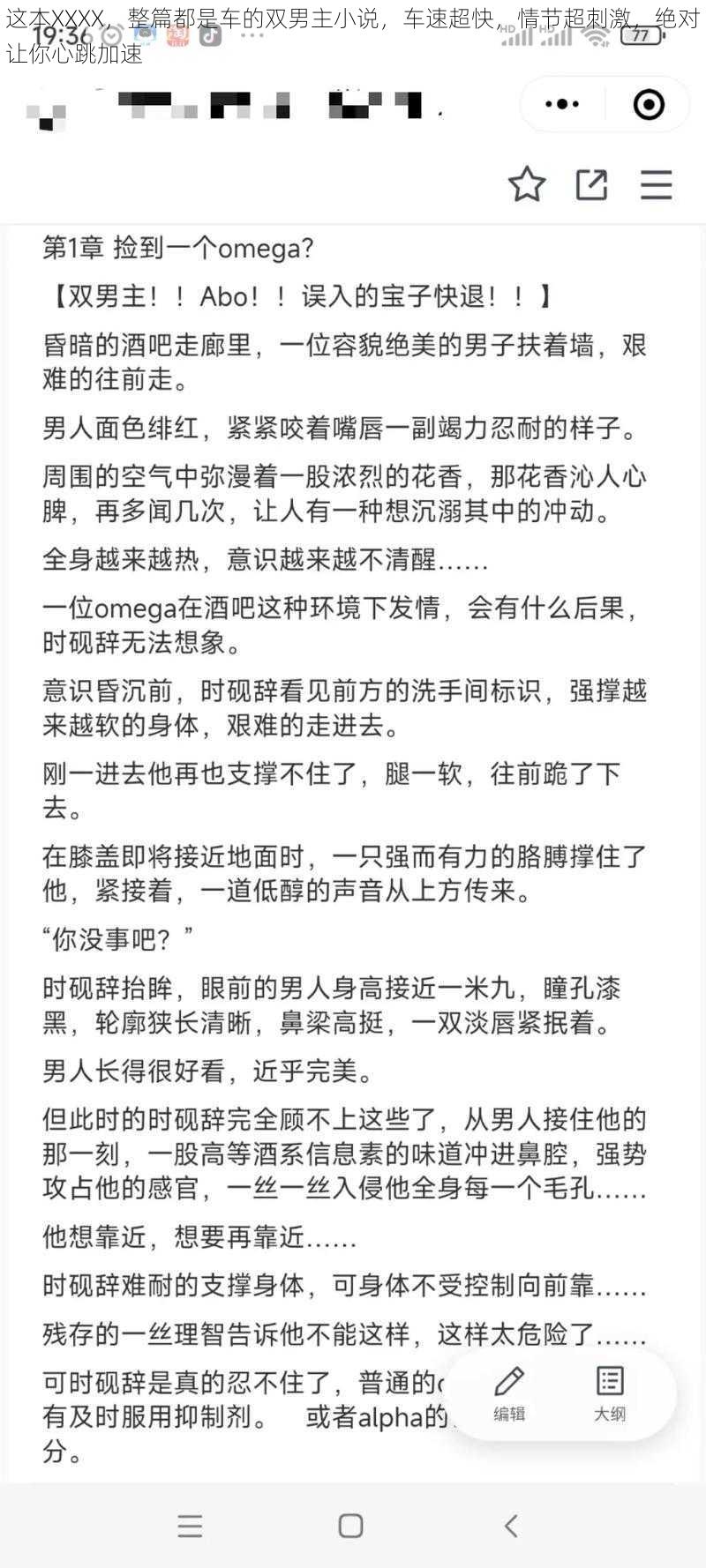 这本XXXX，整篇都是车的双男主小说，车速超快，情节超刺激，绝对让你心跳加速