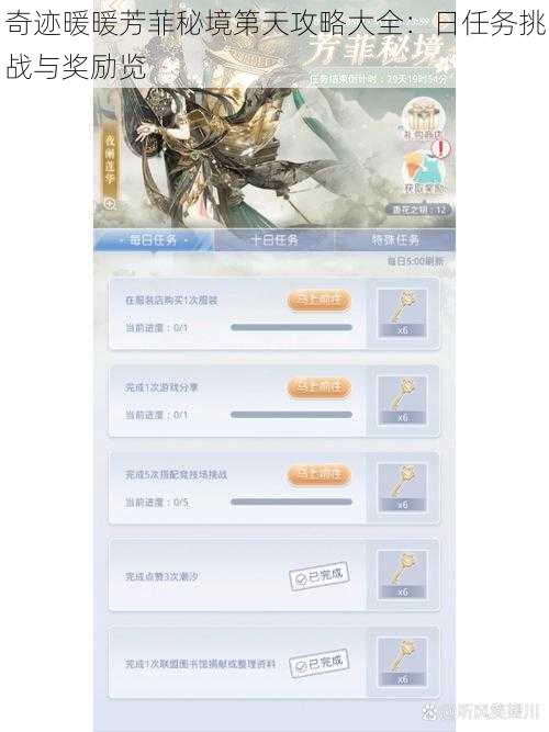 奇迹暖暖芳菲秘境第天攻略大全：日任务挑战与奖励览