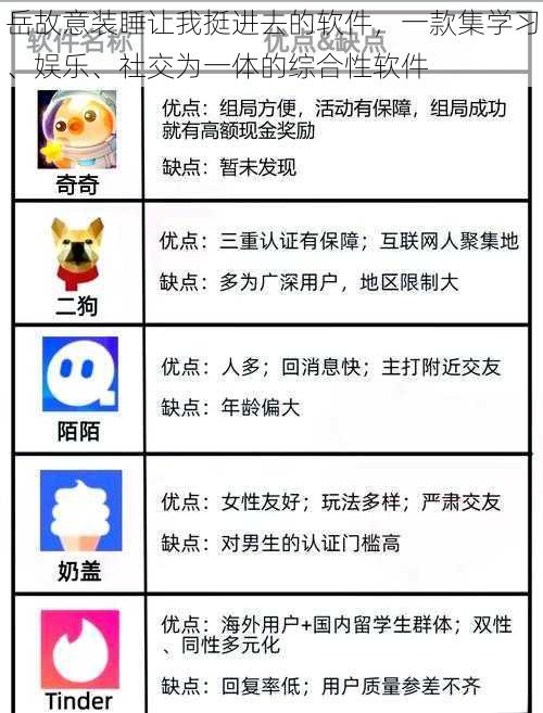 岳故意装睡让我挺进去的软件，一款集学习、娱乐、社交为一体的综合性软件