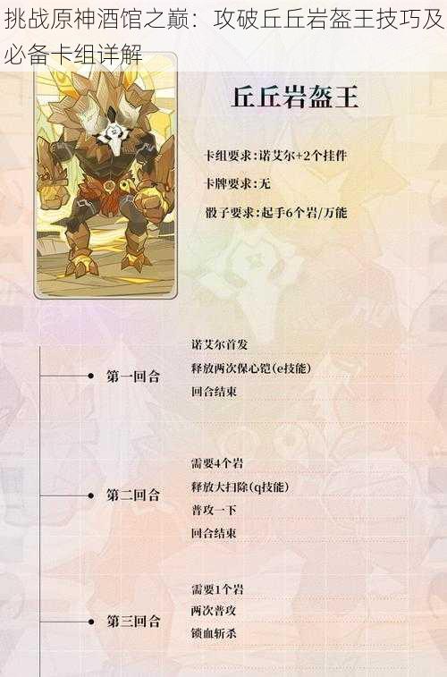 挑战原神酒馆之巅：攻破丘丘岩盔王技巧及必备卡组详解