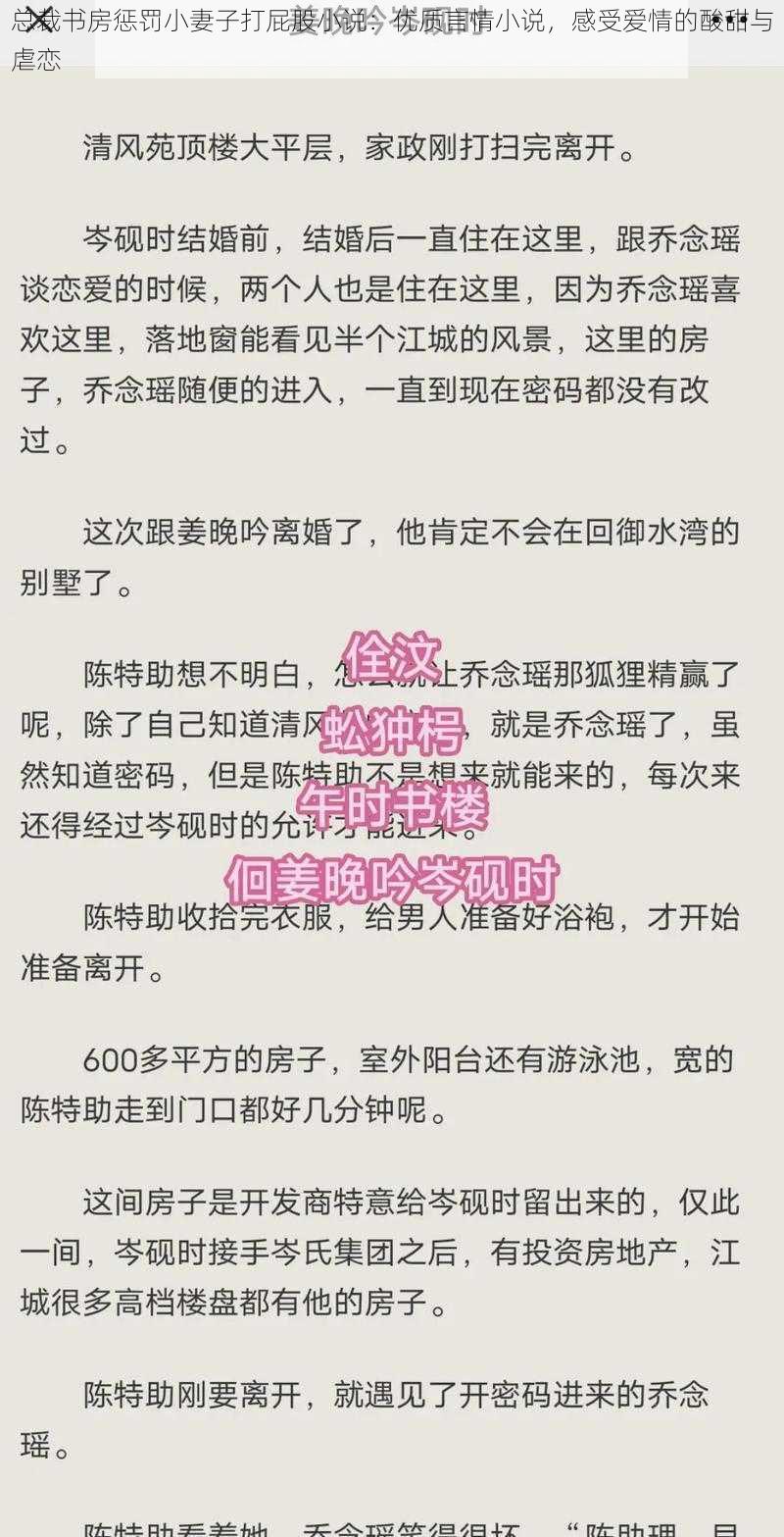 总裁书房惩罚小妻子打屁股小说：优质言情小说，感受爱情的酸甜与虐恋