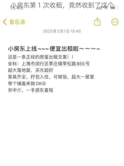 小房东第 1 次收租，竟然收到了这个