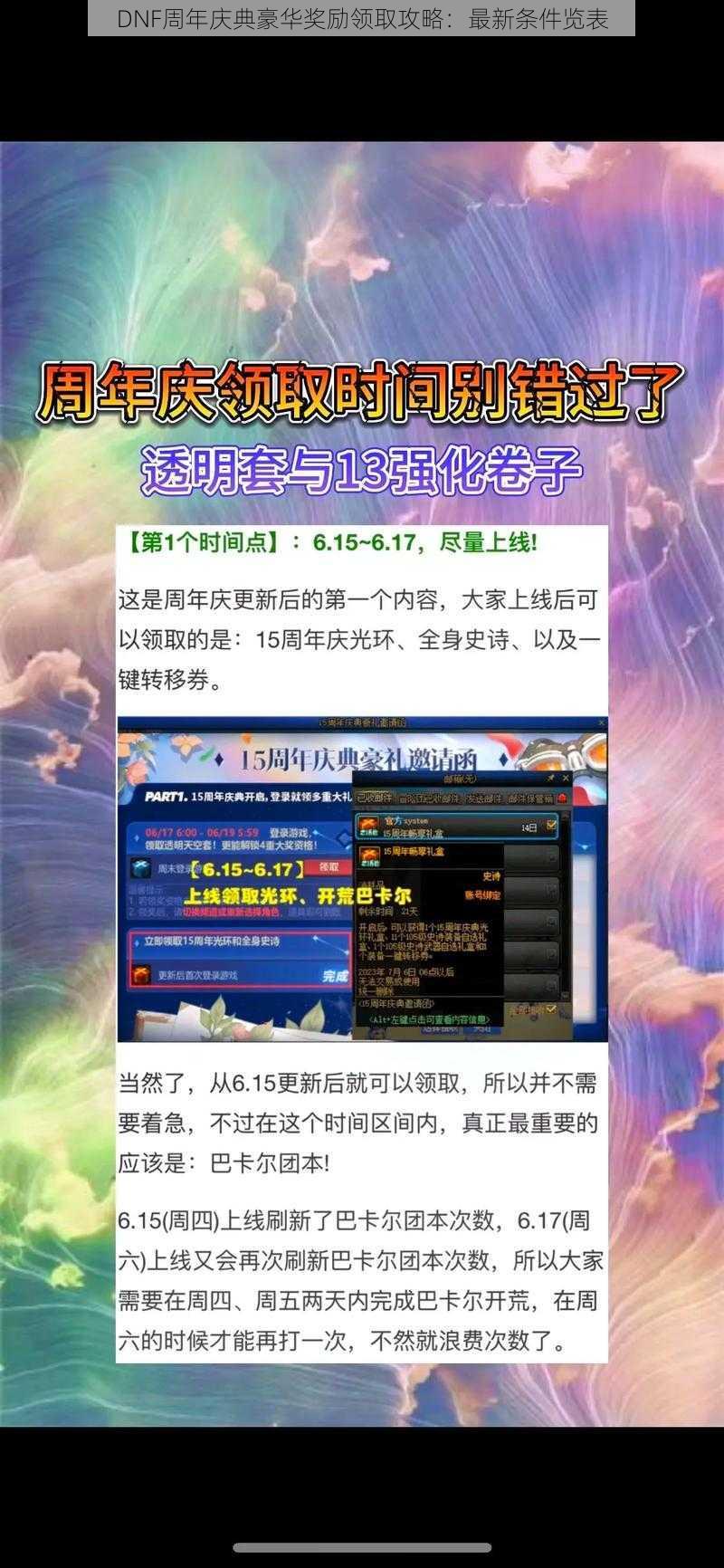 DNF周年庆典豪华奖励领取攻略：最新条件览表