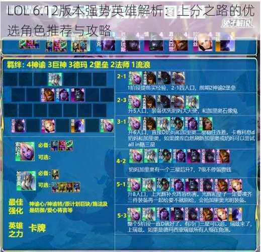 LOL 6.12版本强势英雄解析：上分之路的优选角色推荐与攻略